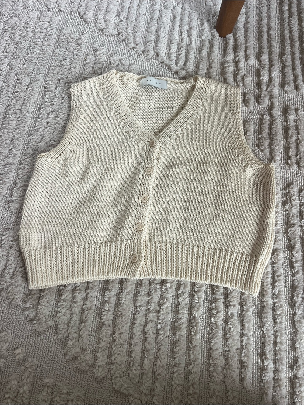 Ecru Cotton Knit Vest Size XS